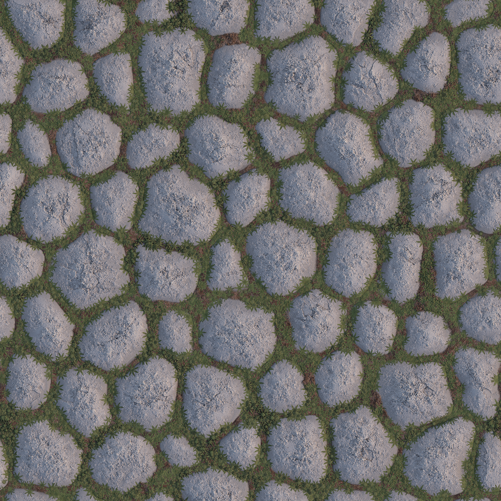 Cobblestone with grass